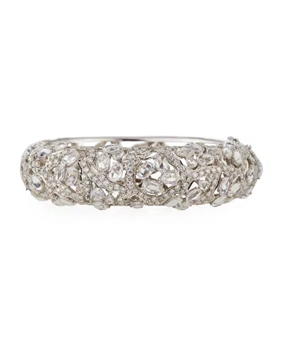 Diana M. 18 Kt White Gold Diamond And Sapphire Bangle In Silver