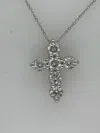Diana M. 18 Kt White Gold Diamond Cross Pendant Adorned With 1.50 Cts Tw Of Diamonds In Silver