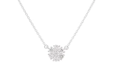 Diana M. 18 Kt White Gold Diamond Pendant With Flower-shaped Design Adorned With 1.00 Cts Tw Round Diamonds In Silver
