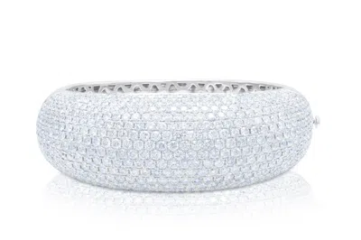 Diana M. 18 Kt White Gold Pave Bangle In Silver