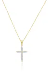 Diana M. 18 Kt Yellow Gold, 0.75" Diamond Rounded Off Cross Pendant Adorned With 0.27 Cts Tw Of Round Diamond In Silver