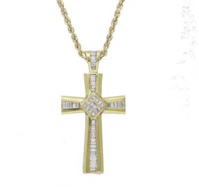 Diana M. 18 Kt Yellow Gold Diamond Cross Pendant In Silver