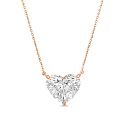 Diana M. 18kt 10cts Lab Grown Diamond Solitaire Pendant Heart, Def Color, Vs Clarity, Excellent Cut, Chain: 1 In Pink