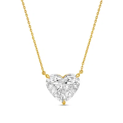 Diana M. 18kt 10cts Lab Grown Diamond Solitaire Pendant Heart, Def Color, Vs Clarity, Excellent Cut, Chain: 1 In Yellow