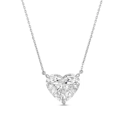 Diana M. 18kt 6cts Lab Grown Diamond Solitaire Pendant Heart, Def Color, Vs Clarity, Excellent Cut, Chain: 16 In White