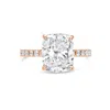 Diana M. 18kt Rose Gold Lab Grown Cushion Cut With Round On Sides Engagement Ring Featuring 2 Ct Center And 0 In Pink