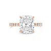 Diana M. 18kt Rose Gold Lab Grown Cushion Cut With Round On Sides Engagement Ring Featuring 8 Ct Center And 0 In Pink