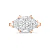 Diana M. 18kt Rose Gold Lab Grown Asscher Cut And Baguette Engagement Ring Featuring 12 Ct Center And 1.00 Ct In Pink