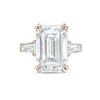 Diana M. 18kt Rose Gold Lab Grown Emerald Cut And Baguette Engagement Ring Featuring 12 Ct Center And 1.00 Ct In Pink