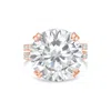 Diana M. 18kt Rose Gold Round Lab Grown Diamond Engagement Ring With 3 Ct Center And 1 Ct On The Splitshank In Pink