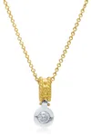 Diana M. 18kt Two Tone Byzantine Diamond Pendant Featuring 1.02 Cts Of Round Diamonds In Silver