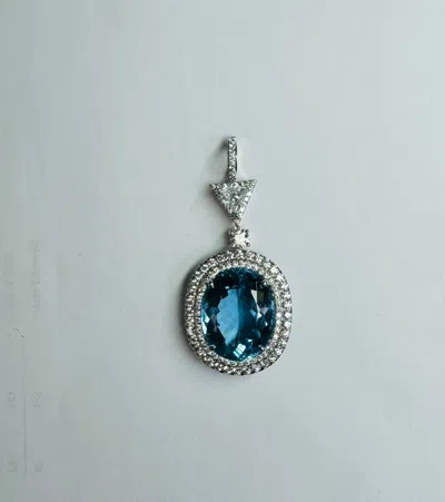 Diana M. 18kt White Gold Aquamarine Pendant In Blue
