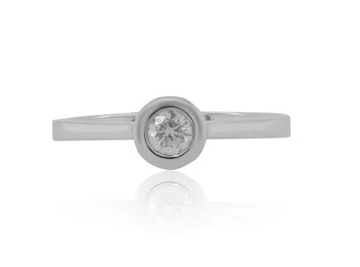 Diana M. 18kt White Gold Bezel Set Diamond Ring Containing 0.26 Cts Tw In Silver
