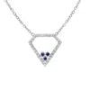 Diana M. 18kt White Gold Diamond And Sapphire Diamond Shaped Pendant Featuring 0.60 Cts Tw In Blue