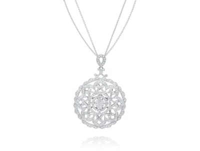 Diana M. 18kt White Gold Diamond Fashion Pendant Containing 3.00 Cts Of Round Diamonds In Silver
