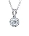 Diana M. 18kt White Gold Diamond Halo Pendant Featuring 0.51 Ct Round Center And 0.50 Cts Round Diamonds Arou In Silver