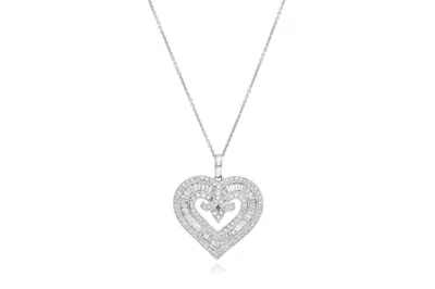 Diana M. 18kt White Gold Diamond Heart Pendant Containing 3.00 Cts Tw In Silver