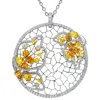 Diana M. 18kt White Gold Diamond Pendant Featuring 5.59 Cts Of Round Fancy Yellow And White Diamonds In Gold