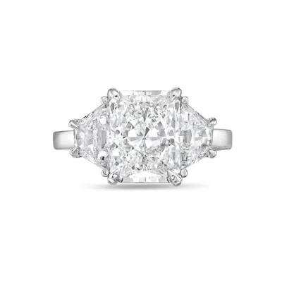 Diana M. 18kt White Gold Lab Grown Diamond 5 Ct Radiant With 0.70 Cts Lab Grown Trapezoids On The Side