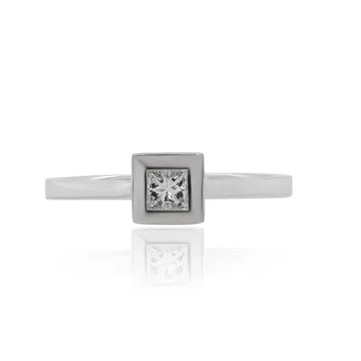 Diana M. 18kt White Gold Princess Cut Diamond Ring Containing 0.40 Cts Tw (gh Vs Si) In Silver