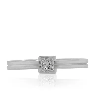 Diana M. 18kt White Gold Princess Cut Diamond Ring Containing 0.45 Cts Tw (gh Vs Si) In Silver