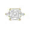 Diana M. 18kt Yellow Gold Lab Grown Asscher Cut And Baguette Engagement Ring Featuring 8 Ct Center And 0.70 C In Yellow