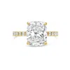 Diana M. 18kt Yellow Gold Lab Grown Cushion Cut With Round On Sides Engagement Ring Featuring 3 Ct Center And In Yellow