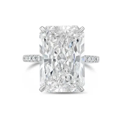 Diana M. 18kt Yellow Gold Lab Grown Diamond Engagement Ring With 12 Ct Radiant Center And 1.00 Cts On Sides