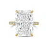 Diana M. 18kt Yellow Gold Lab Grown Diamond Engagement Ring With 5 Ct Radiant Center And 0.50 Cts On Sides In Yellow