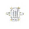 Diana M. 18kt Yellow Gold Lab Grown Emerald Cut And Baguette Engagement Ring Featuring 12 Ct Center And 1.00  In Yellow