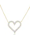Diana M. 18kt Yellow Gold Open Heart Pendant Featuring 3.55 Cts Of Round Diamonds, 24 Stones In Silver