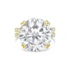 Diana M. 18kt Yellow Gold Round Lab Grown Diamond Engagement Ring With 3 Ct Center And 1 Ct On The Splitshank In Yellow