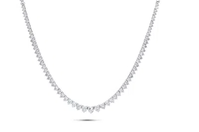 Diana M. 18ktwg Half-graduated Tennis Necklace Features 5.15cts Round Diamonds In Silver