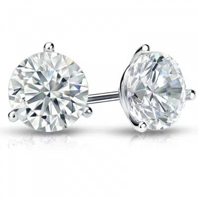 Diana M. 3.00 Carat Natural Diamond Stud Earrings In Silver