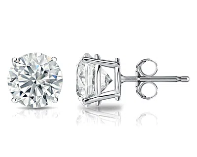 Diana M. 3.00 Carat Natural Diamond Stud Earrings In Silver