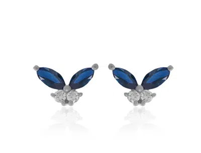 Diana M. Diamond Earrings In Blue