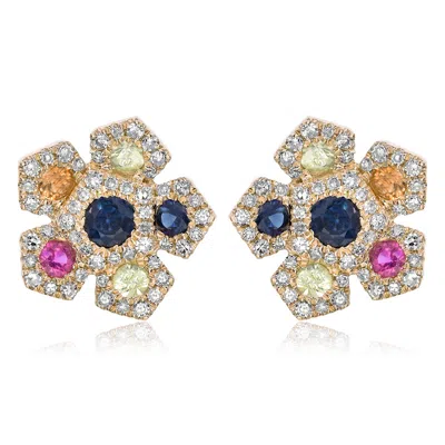Diana M. Diamond Earrings In Blue