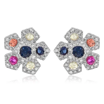 Diana M. Diamond Earrings In Purple