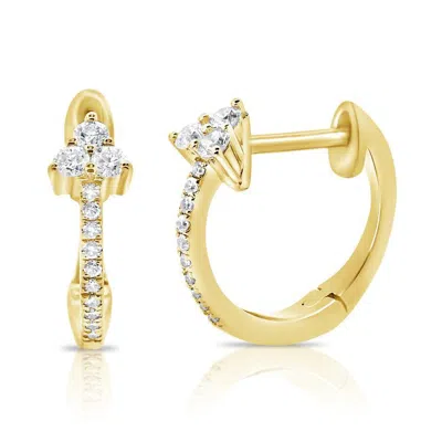 Diana M. Earrings-hoops, 0.18cts Diamond 14k Yg Diana M In Silver