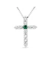 Diana M. Fine Jewelry 14k 0.18 Ct. Tw. Diamond & Emerald Cross Pendant Necklace