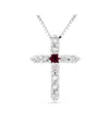 Diana M. Fine Jewelry 14k 0.18 Ct. Tw. Diamond & Ruby Cross Pendant Necklace