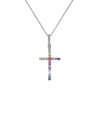 Diana M. Fine Jewelry 14k 0.24 Ct. Tw. Diamond & Sapphire Cross Pendant