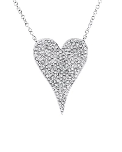 Diana M. Fine Jewelry 14k 0.43 Ct. Tw. Diamond Heart Necklace In Silver