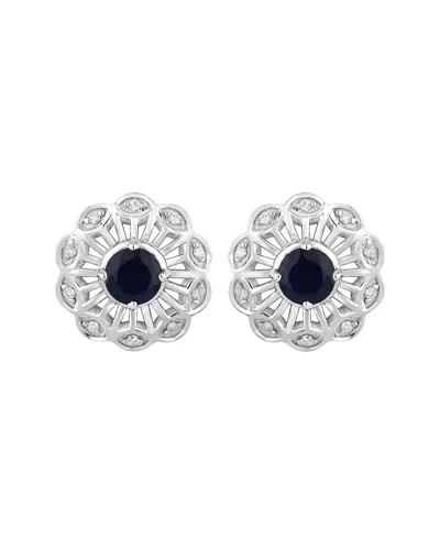 Diana M. Fine Jewelry 14k 0.60 Ct. Tw. Diamond & Sapphire Studs In Metallic