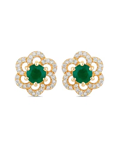Diana M. Fine Jewelry 14k 0.63 Ct. Tw. Zambian Emerald Studs In Green
