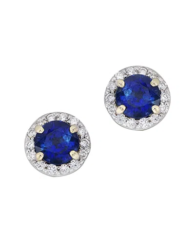 Diana M. Fine Jewelry 14k 0.90 Ct. Tw. Diamond & Blue Sapphire Studs