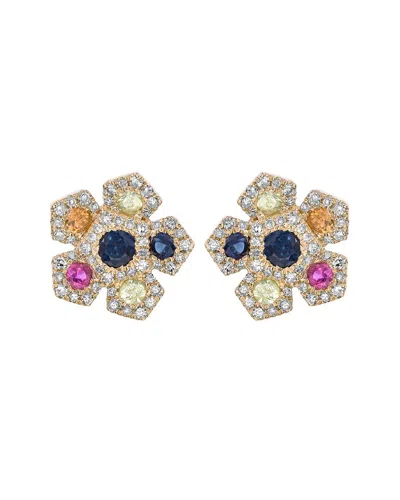 Diana M. Fine Jewelry 14k 0.97 Ct. Tw. Diamond & Sapphire Earrings
