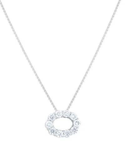 Diana M. Fine Jewelry 14k 1.00 Ct. Tw. Diamond Oval Pendant Necklace In Silver