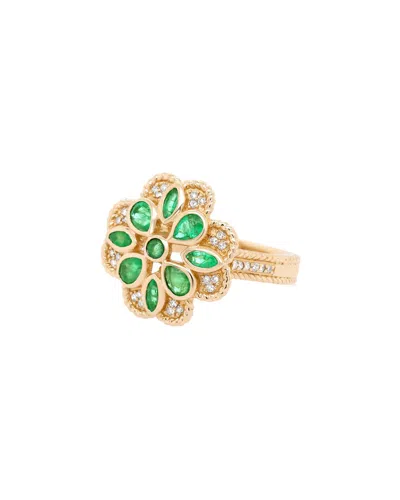 Diana M. Fine Jewelry 14k 1.03 Ct. Tw. Diamond & Emerald Half-eternity Ring