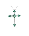 Diana M. Fine Jewelry 14k 1.10 Ct. Tw. Diamond & Emerald Cross Pendant Necklace